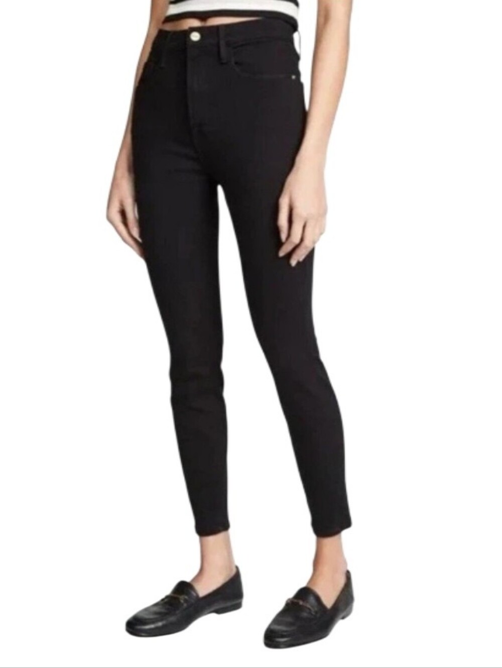 Frame Ali High-Rise Cigarette Denim Black Jeans